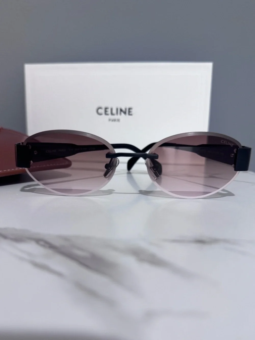 Celine Brown Gradient Round Sunglasses with Black Temples - Picture 9 of 14